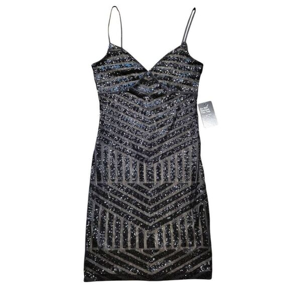 NWT Express Dress Women's 8 Black Mini Sequin Slip Sexy Sheath - Picture 3 of 6